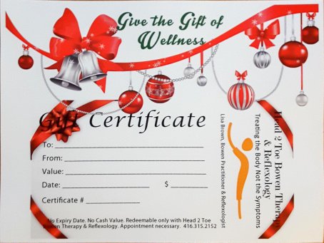 Bowen Therapy Gift Certificate