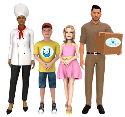 Chatbot benefits. It is an image representing a group of cartoon chatbot people.